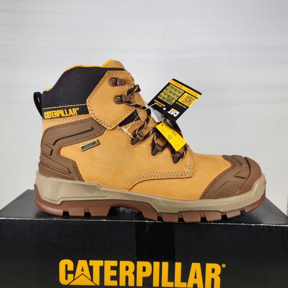 Caterpillar Work Boots Men Size 10 Honey Waterproof Steel Toe Striver XL ST WP